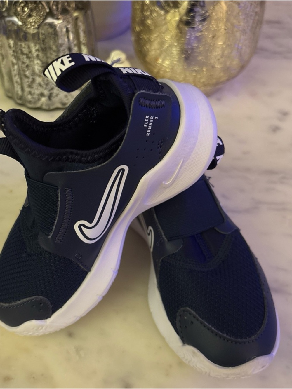 Nike Kids Navy and White Slip-On Athletic Sneakers
